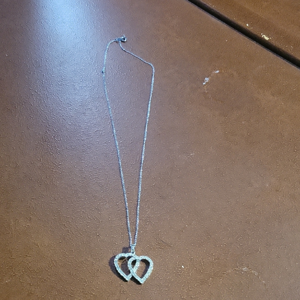 Elegant Silver Tone Heart Necklace